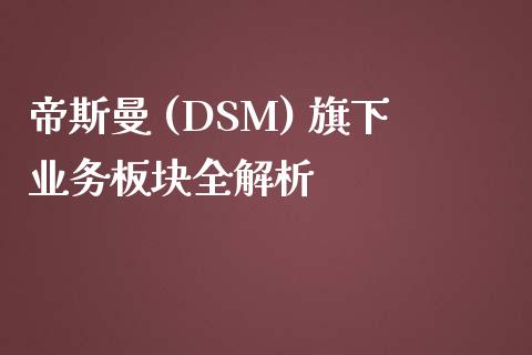 帝斯曼 (DSM) 旗下业务板块全解析_https://www.lansai.wang_期货学院_第1张