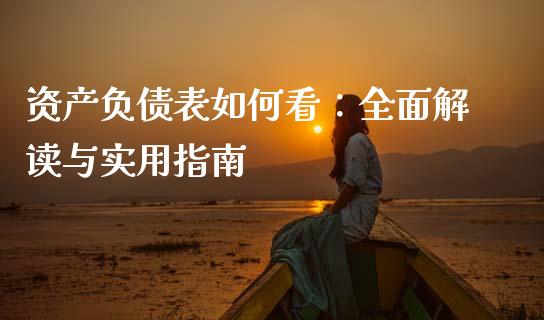 资产负债表如何看:全面解读与实用指南_期货资讯_第1张_起点财经 资产负债表如何看:全面解读与实用指南_https://www.lansai.wang_期货资讯_第1张