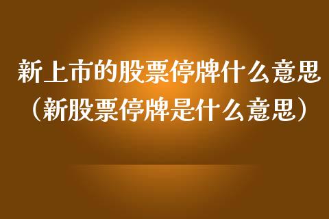 新上市的股票停牌什么意思（新股票停牌是什么意思）_https://www.lansai.wang_股票知识_第1张