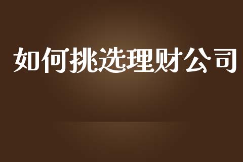 如何挑选理财公司_https://www.lansai.wang_股票知识_第1张