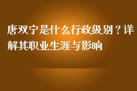 唐双宁是什么行政级别？详解其职业生涯与影响_https://www.lansai.wang_基金理财_第1张