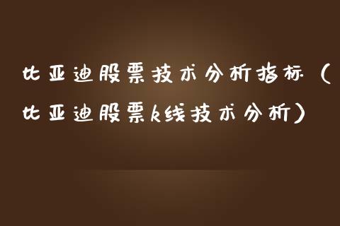 比亚迪股票技术分析指标（比亚迪股票k线技术分析）_https://www.lansai.wang_股票知识_第1张
