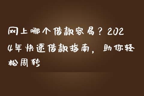 网上哪个借款容易？2024年快速借款指南，助你轻松周转_https://www.lansai.wang_股票知识_第1张