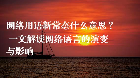 网络用语新常态什么意思？ 一文解读网络语言的演变与影响_https://www.lansai.wang_基金理财_第1张