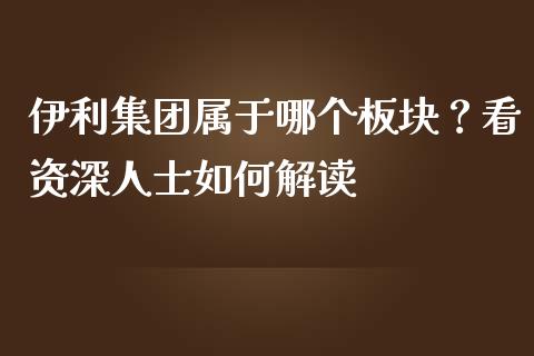 伊利集团属于哪个板块？看资深人士如何解读_https://www.lansai.wang_期货学院_第1张
