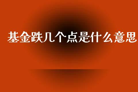 基金跌几个点是什么意思_https://www.lansai.wang_基金理财_第1张