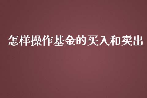 怎样操作基金的买入和卖出_https://www.lansai.wang_基金理财_第1张
