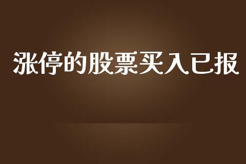 涨停的股票买入已报_https://www.lansai.wang_基金理财_第1张