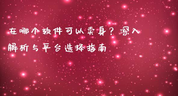 在哪个软件可以卖身？深入解析与平台选择指南_https://www.lansai.wang_股指期货_第1张