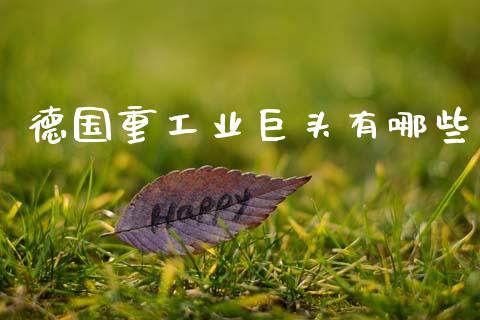 德国重工业巨头有哪些_https://www.lansai.wang_期货行情_第1张