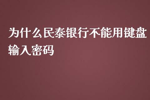 为什么民泰银行不能用键盘输入密码_https://www.lansai.wang_期货行情_第1张