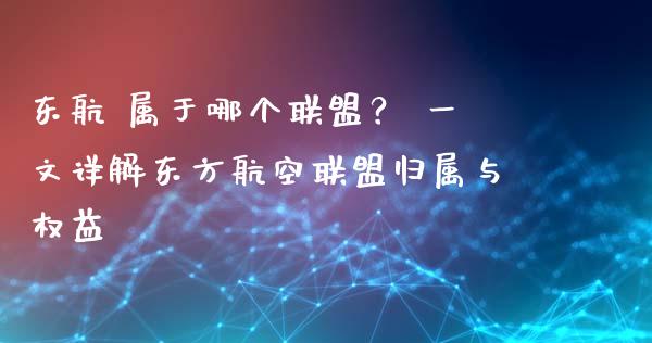 东航 属于哪个联盟? 一文详解东方航空联盟归属与权益_期货学院_第1张_起点财经 东航 属于哪个联盟? 一文详解东方航空联盟归属与权益_https://www.lansai.wang_期货学院_第1张