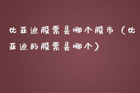 比亚迪股票是哪个股市（比亚迪的股票是哪个）_https://www.lansai.wang_股票问答_第1张