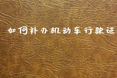 如何补办机动车行驶证_https://www.lansai.wang_恒生指数_第1张