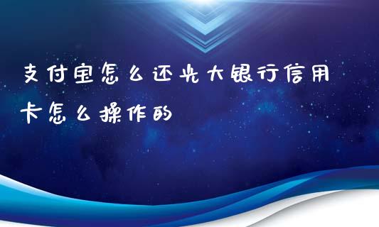 支付宝怎么还光大银行信用卡怎么操作的_https://www.lansai.wang_期货品种_第1张