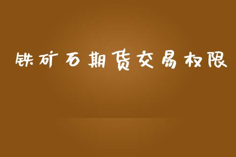 铁矿石期货交易权限_https://www.lansai.wang_期货行情_第1张
