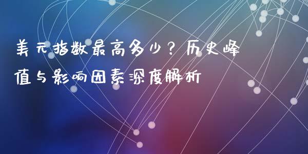 美元指数最高多少？历史峰值与影响因素深度解析_https://www.lansai.wang_期货资讯_第1张
