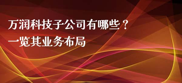 万润科技子公司有哪些？ 一览其业务布局_https://www.lansai.wang_理财百科_第1张