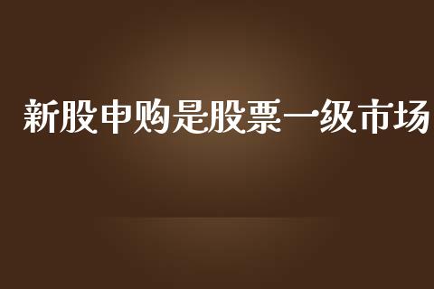 新股申购是股票一级市场_https://www.lansai.wang_期货行情_第1张