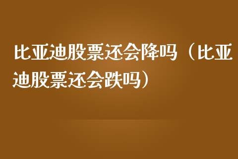 比亚迪股票还会降吗（比亚迪股票还会跌吗）_https://www.lansai.wang_股票问答_第1张