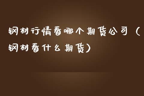 钢材行情看哪个期货公司（钢材看什么期货）_https://www.lansai.wang_期货资讯_第1张