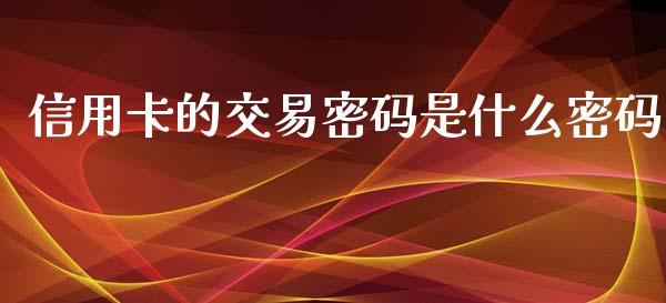 信用卡的交易密码是什么密码_https://www.lansai.wang_期货学院_第1张