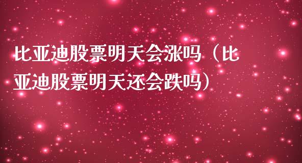 比亚迪股票明天会涨吗（比亚迪股票明天还会跌吗）_https://www.lansai.wang_股票问答_第1张