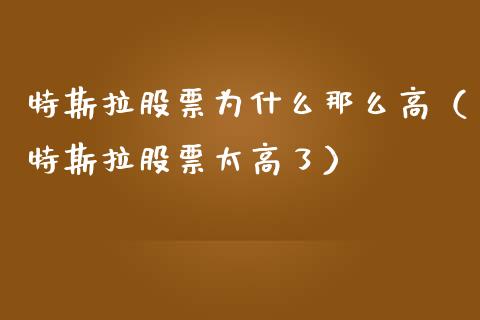 特斯拉股票为什么那么高（特斯拉股票太高了）_https://www.lansai.wang_股票知识_第1张