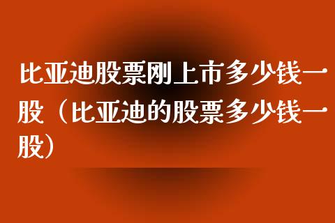 比亚迪股票刚上市多少钱一股（比亚迪的股票多少钱一股）_https://www.lansai.wang_股票问答_第1张