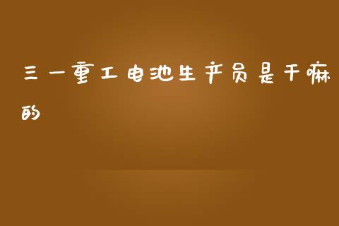 三一重工电池生产员是干嘛的_https://www.lansai.wang_股票知识_第1张
