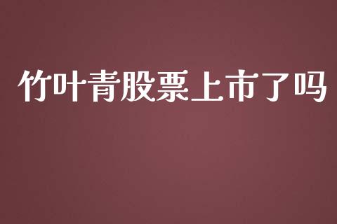 竹叶青股票上市了吗_https://www.lansai.wang_基金理财_第1张