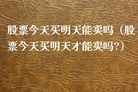 股票今天买明天能卖吗（股票今天买明天才能卖吗?）_https://www.lansai.wang_股票问答_第1张