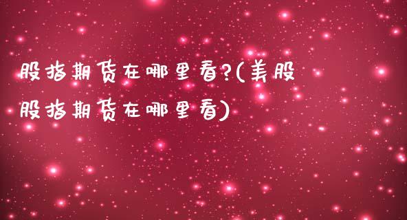 股指期货在哪里看?(美股股指期货在哪里看)_https://www.lansai.wang_期货行情_第1张