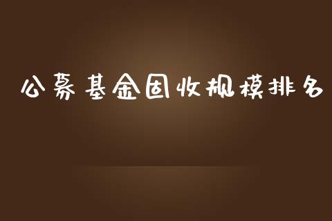 公募基金固收规模排名_https://www.lansai.wang_基金理财_第1张