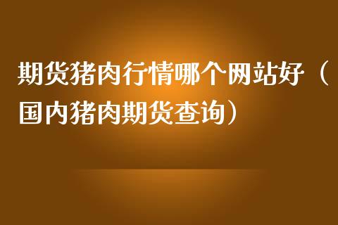 期货猪肉行情哪个网站好（国内猪肉期货查询）_https://www.lansai.wang_期货行情_第1张