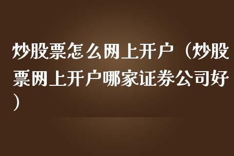 炒股票怎么网上开户（炒股票网上开户哪家证券公司好）_https://www.lansai.wang_股票知识_第1张