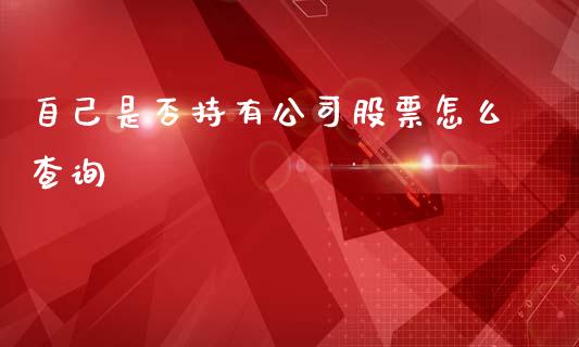 自己是否持有公司股票怎么查询_https://www.lansai.wang_股票知识_第1张
