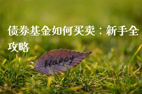 债券基金如何买卖:新手全攻略_期货资讯_第1张_起点财经 债券基金如何买卖:新手全攻略_https://www.lansai.wang_期货资讯_第1张