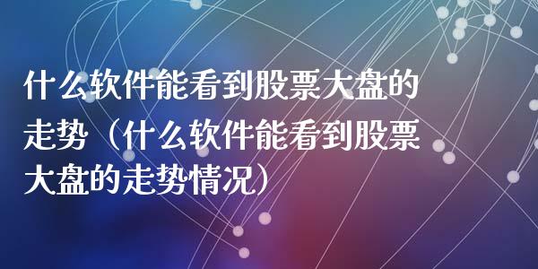 什么软件能看到股票大盘的走势（什么软件能看到股票大盘的走势情况）_https://www.lansai.wang_股票知识_第1张
