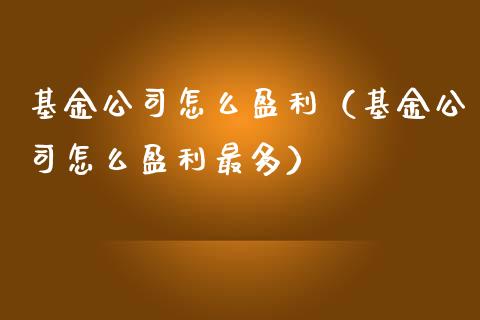 基金公司怎么盈利（基金公司怎么盈利最多）_https://www.lansai.wang_基金理财_第1张