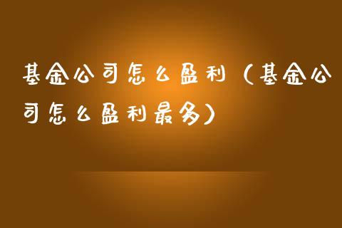 基金公司怎么盈利（基金公司怎么盈利最多）_https://www.lansai.wang_基金理财_第1张