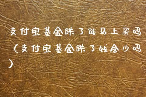 支付宝基金跌了能马上买吗（支付宝基金跌了钱会少吗）_https://www.lansai.wang_基金理财_第1张