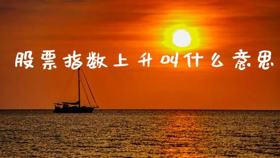 股票指数上升叫什么意思_https://www.lansai.wang_期货行情_第1张