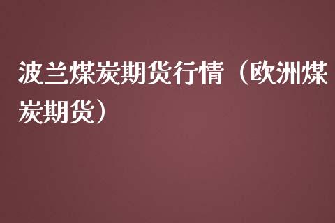 波兰煤炭期货行情（欧洲煤炭期货）_https://www.lansai.wang_恒生指数_第1张