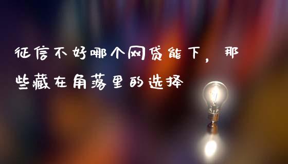 征信不好哪个网贷能下，那些藏在角落里的选择_https://www.lansai.wang_期货资讯_第1张