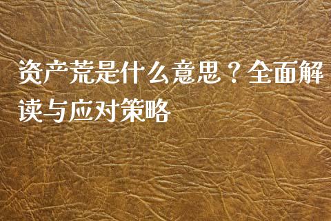 资产荒是什么意思？全面解读与应对策略_https://www.lansai.wang_期货直播_第1张