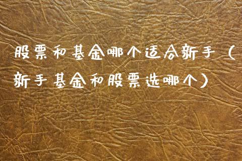 股票和基金哪个适合新手（新手基金和股票选哪个）_https://www.lansai.wang_股票问答_第1张