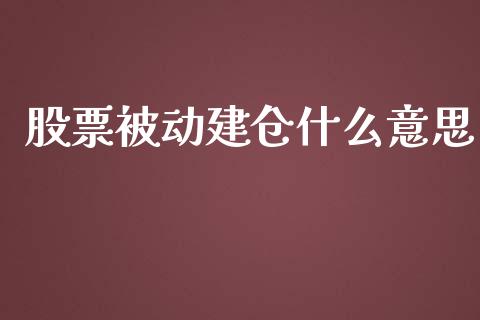 股票被动建仓什么意思_https://www.lansai.wang_期货行情_第1张