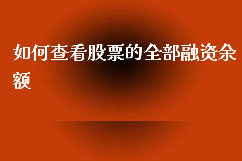 如何查看股票的全部融资余额_https://www.lansai.wang_期货行情_第1张
