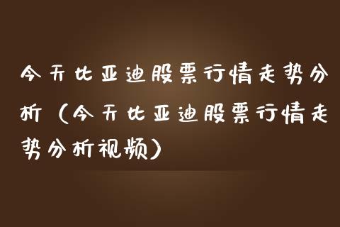 今天比亚迪股票行情走势分析（今天比亚迪股票行情走势分析视频）_https://www.lansai.wang_股票知识_第1张